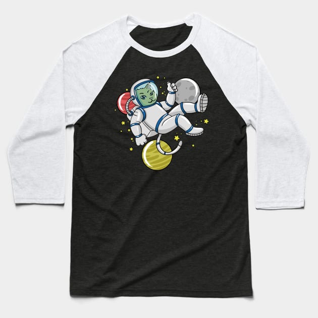 Cat Astronaut Baseball T-Shirt by LetsBeginDesigns